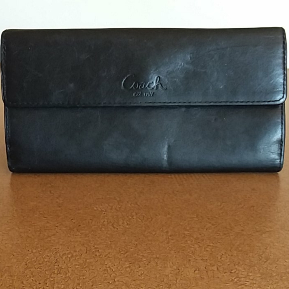 Coach Black Leather Wallet, GUC